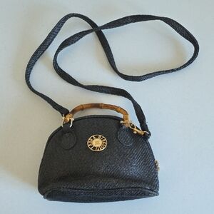 LAURA BIAGIOTTI | Crossbody Mini Bag Bamboo Handlers Black Canvas